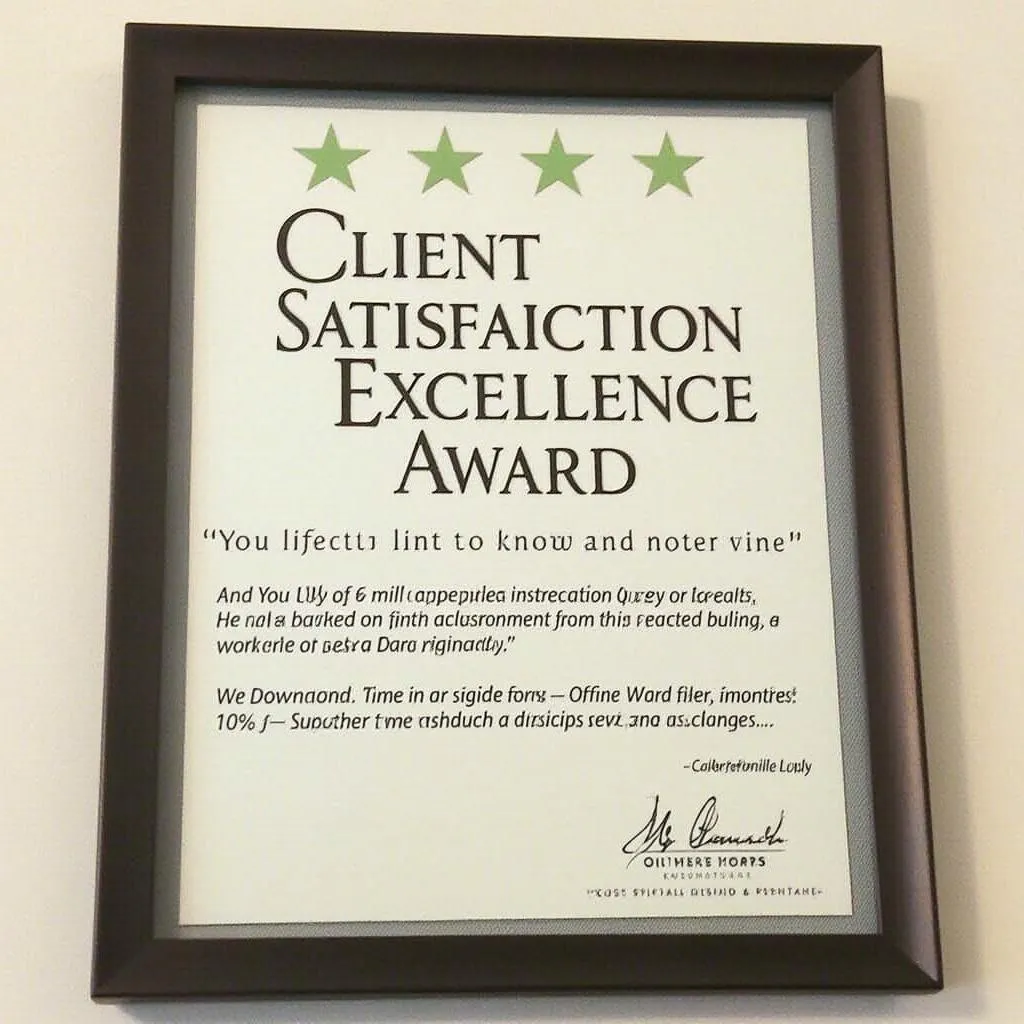 Client satisfaction award